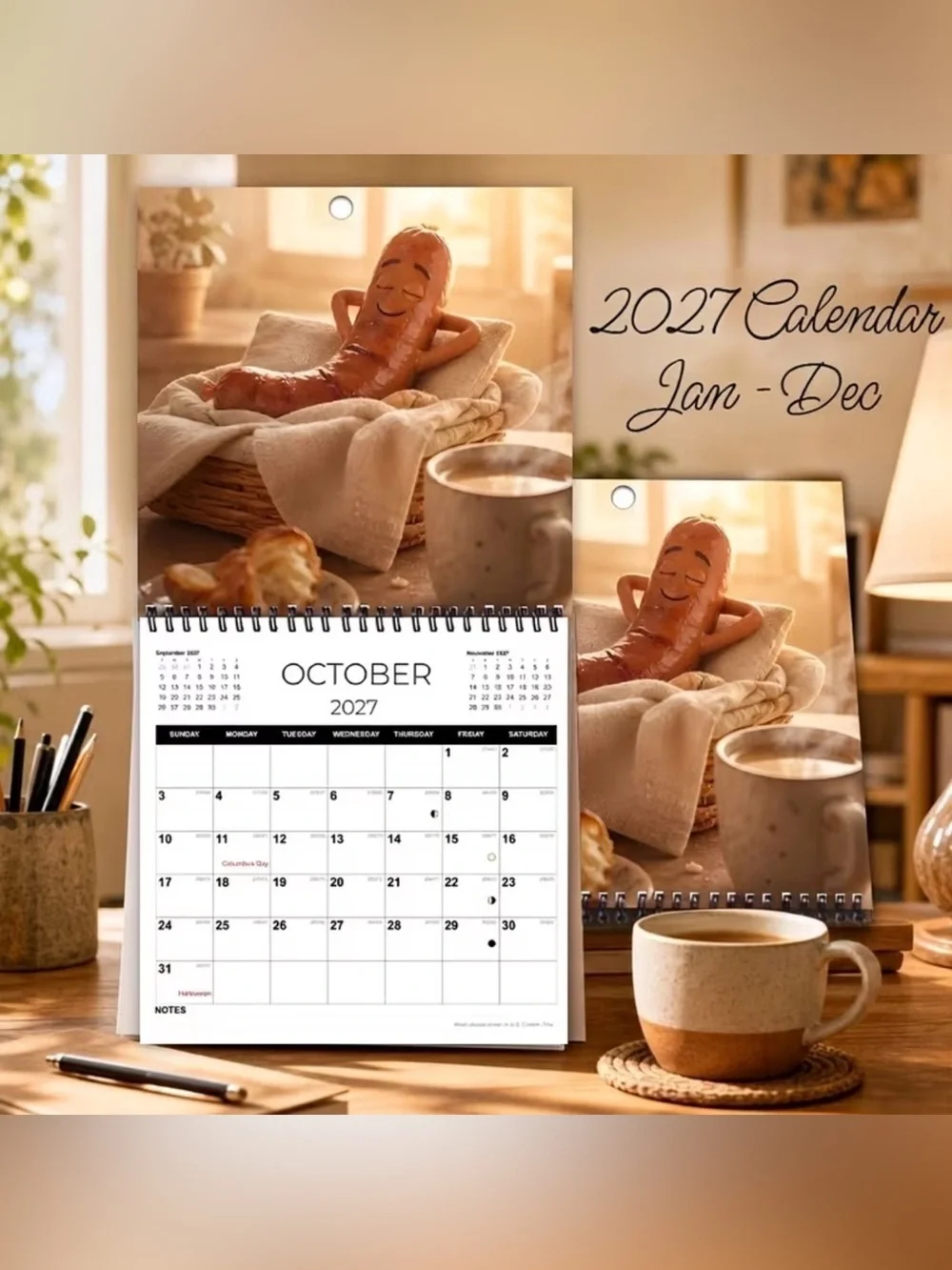 2027 Playful Sausage Wall Calendar